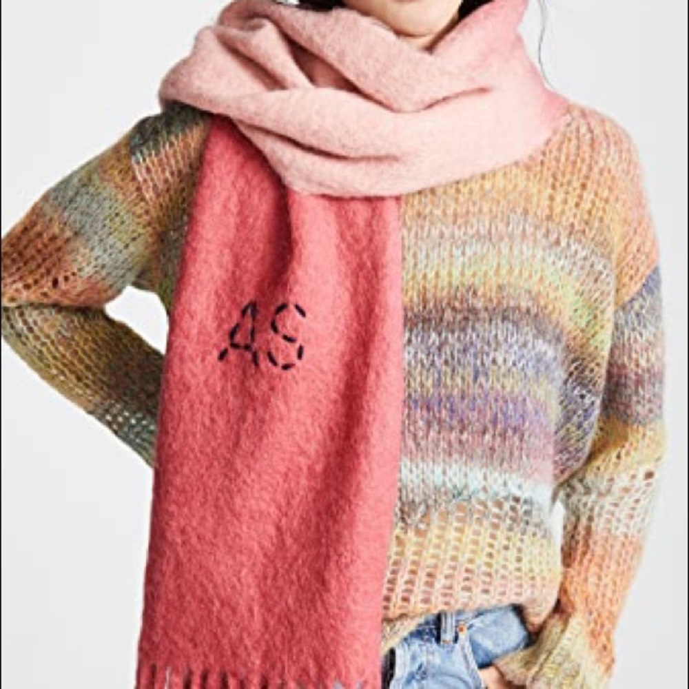 Acne Studios Kelly Dip-dye scarf in pink and red